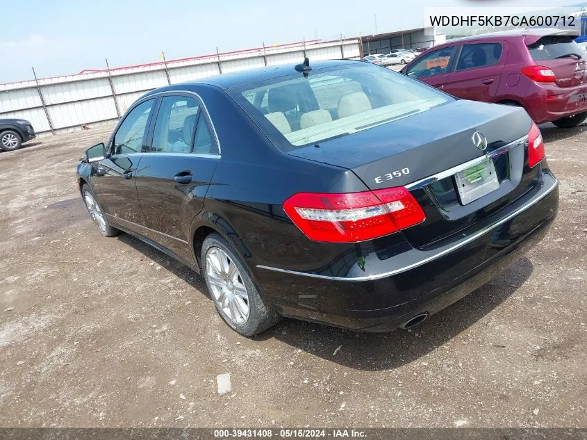 2012 Mercedes-Benz E 350 VIN: WDDHF5KB7CA600712 Lot: 39431408