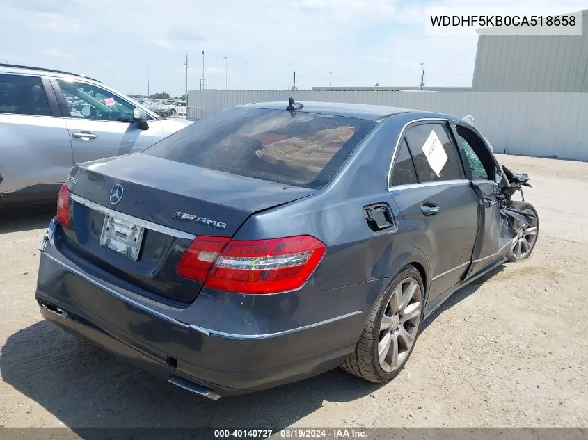 2012 Mercedes-Benz E 350 VIN: WDDHF5KB0CA518658 Lot: 40140727