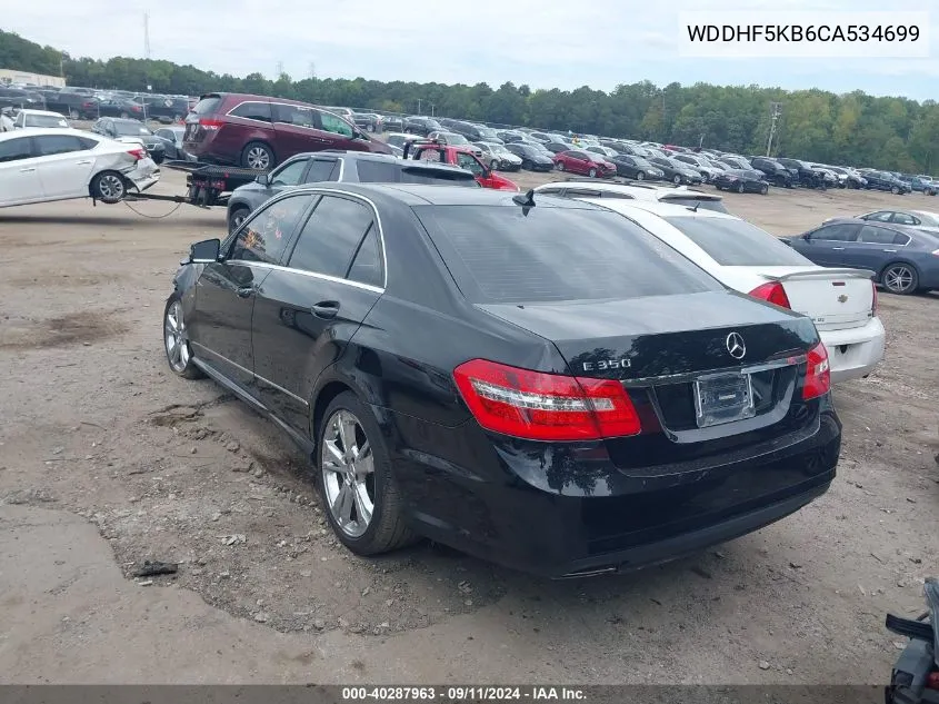 2012 Mercedes-Benz E 350 VIN: WDDHF5KB6CA534699 Lot: 40287963