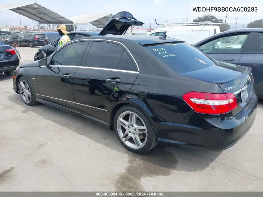 2012 Mercedes-Benz E 550 4Matic VIN: WDDHF9BB0CA600283 Lot: 40399498