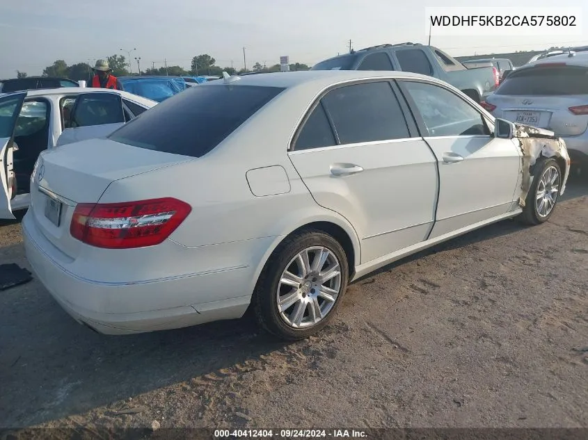 2012 Mercedes-Benz E 350 350 VIN: WDDHF5KB2CA575802 Lot: 40412404