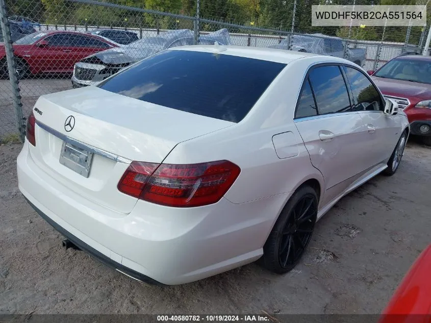 2012 Mercedes-Benz E 350 VIN: WDDHF5KB2CA551564 Lot: 40580782