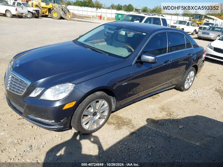 2012 Mercedes-Benz E 350 VIN: WDDHF5KBXCA593352 Lot: 40724849