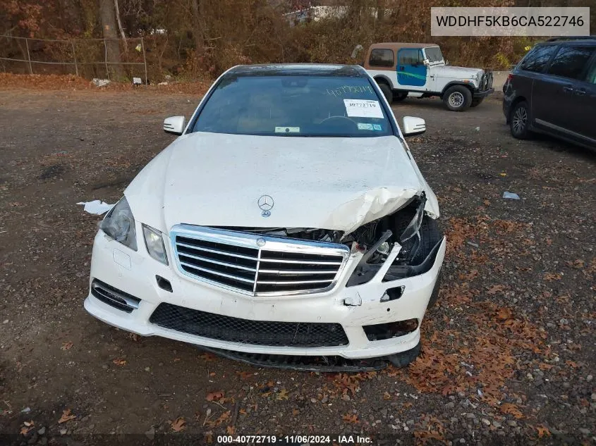 2012 Mercedes-Benz E 350 VIN: WDDHF5KB6CA522746 Lot: 40772719