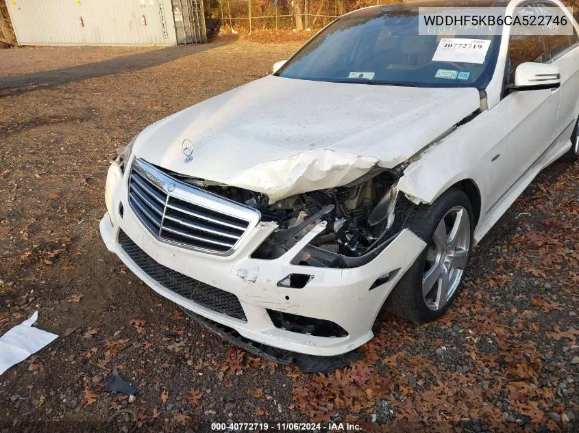 2012 Mercedes-Benz E 350 VIN: WDDHF5KB6CA522746 Lot: 40772719