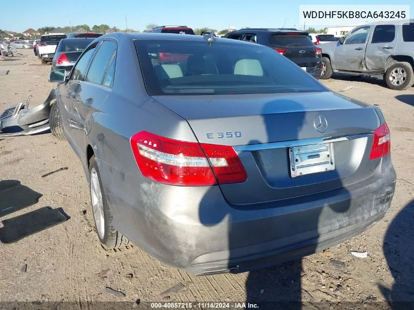 2012 Mercedes-Benz E 350 VIN: WDDHF5KB8CA643245 Lot: 40857215