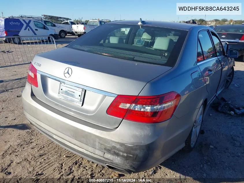 2012 Mercedes-Benz E 350 VIN: WDDHF5KB8CA643245 Lot: 40857215