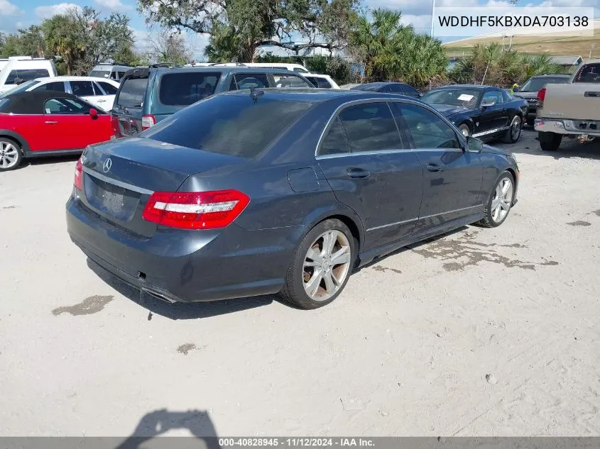 2013 Mercedes-Benz E 350 VIN: WDDHF5KBXDA703138 Lot: 40828945