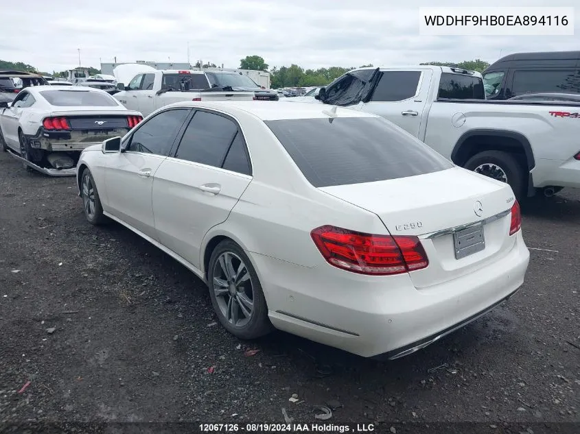 2014 Mercedes-Benz E-Class VIN: WDDHF9HB0EA894116 Lot: 12067126