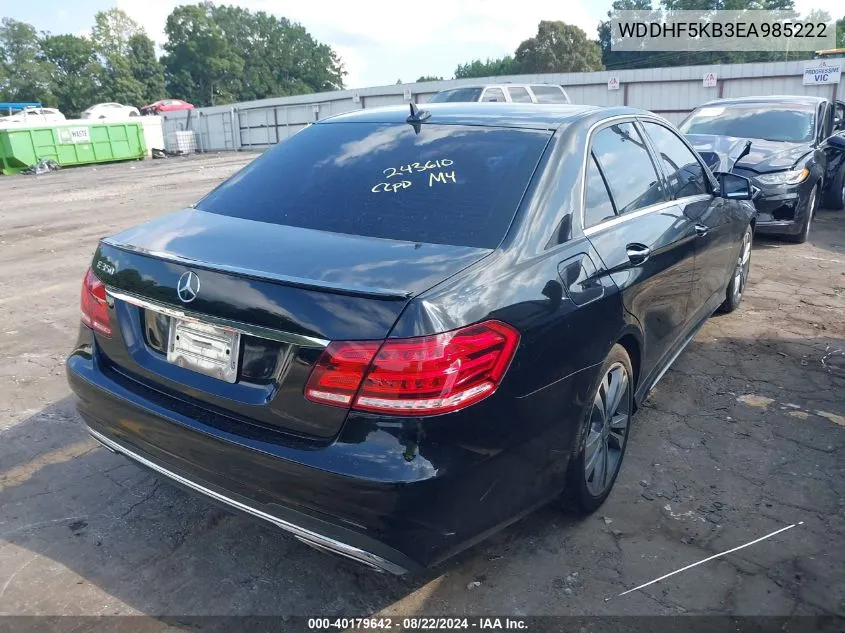 2014 Mercedes-Benz E 350 VIN: WDDHF5KB3EA985222 Lot: 40179642