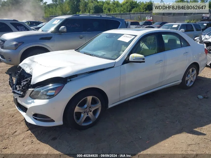 2014 Mercedes-Benz E 350 4Matic VIN: WDDHF8JB4EB062647 Lot: 40284925