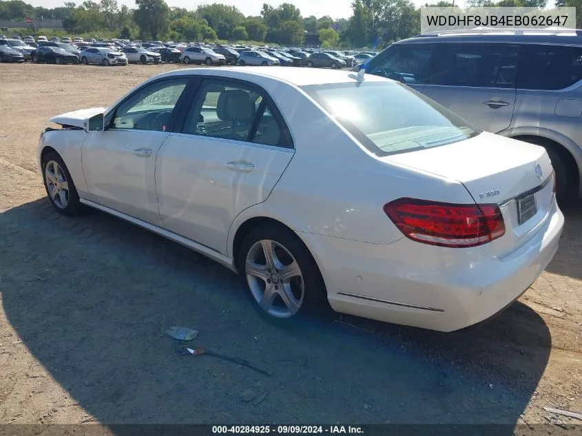 2014 Mercedes-Benz E 350 4Matic VIN: WDDHF8JB4EB062647 Lot: 40284925