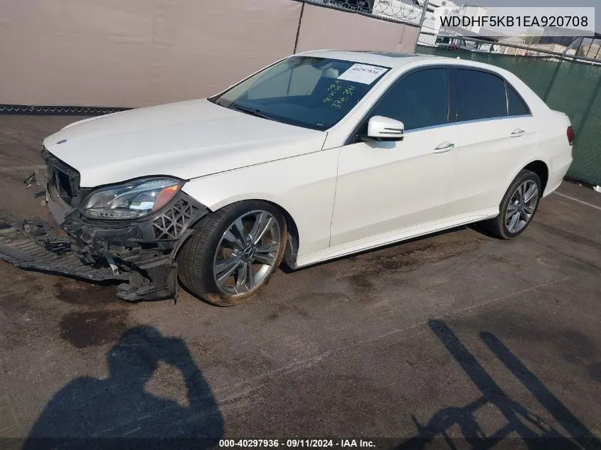 2014 Mercedes-Benz E 350 VIN: WDDHF5KB1EA920708 Lot: 40297936