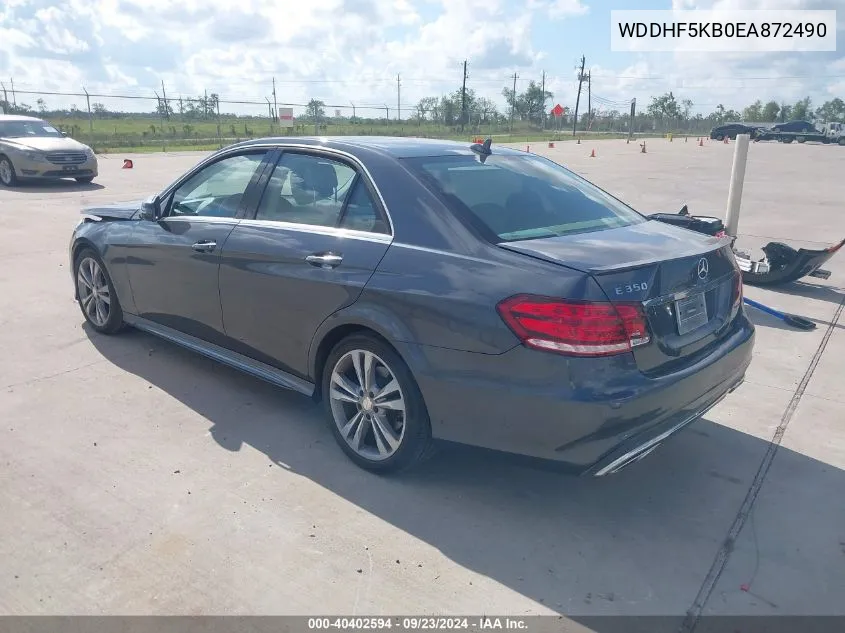 2014 Mercedes-Benz E 350 VIN: WDDHF5KB0EA872490 Lot: 40402594