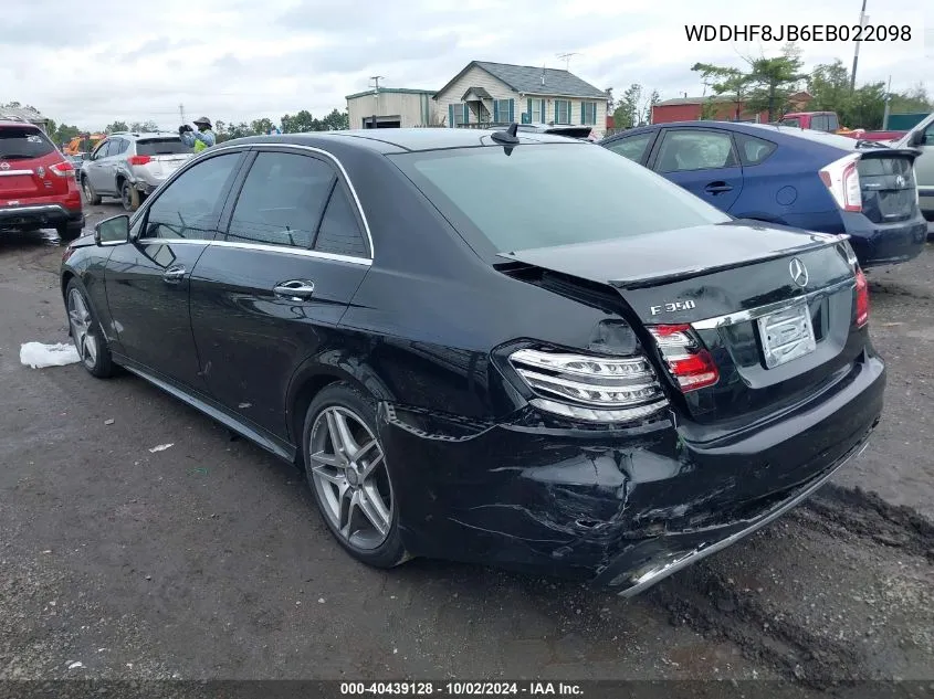 2014 Mercedes-Benz E 350 4Matic/E 350 Sport VIN: WDDHF8JB6EB022098 Lot: 40439128