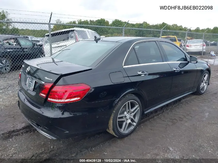 2014 Mercedes-Benz E 350 4Matic/E 350 Sport VIN: WDDHF8JB6EB022098 Lot: 40439128