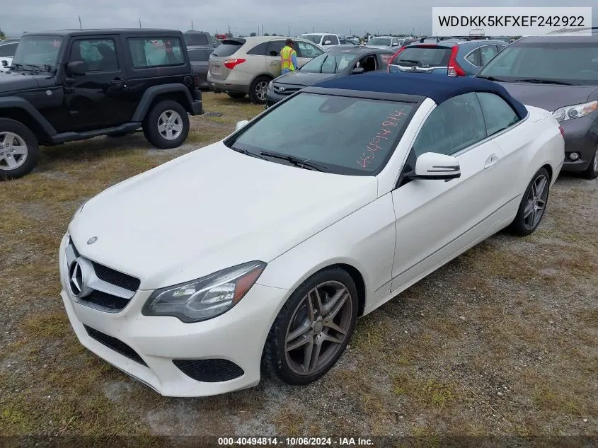 2014 Mercedes-Benz E 350 VIN: WDDKK5KFXEF242922 Lot: 40494814