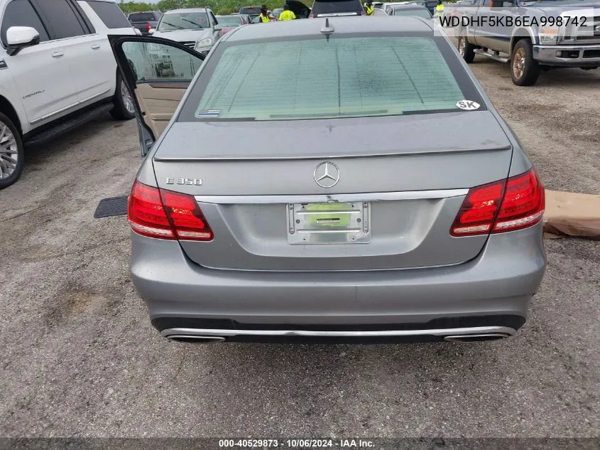 2014 Mercedes-Benz E 350 VIN: WDDHF5KB6EA998742 Lot: 40529873