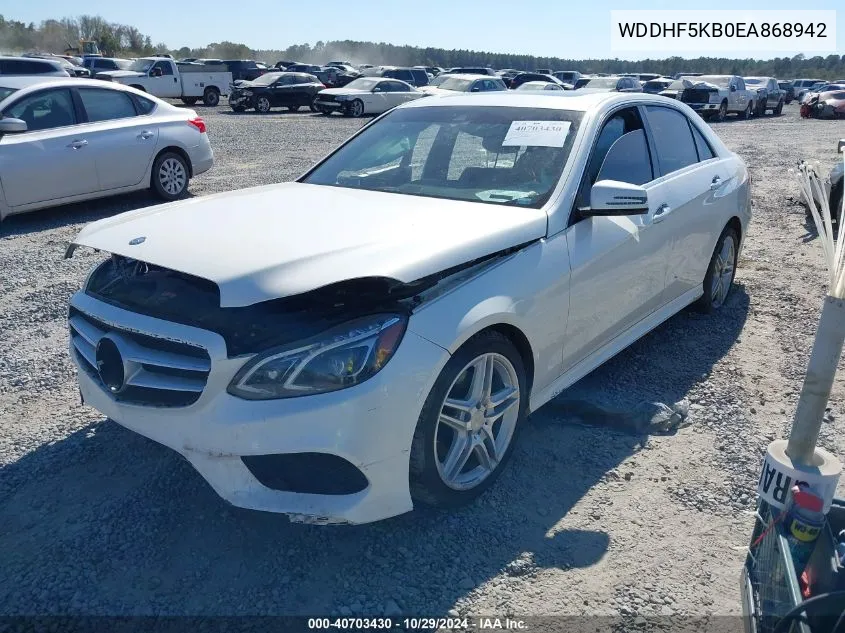 2014 Mercedes-Benz E 350 VIN: WDDHF5KB0EA868942 Lot: 40703430