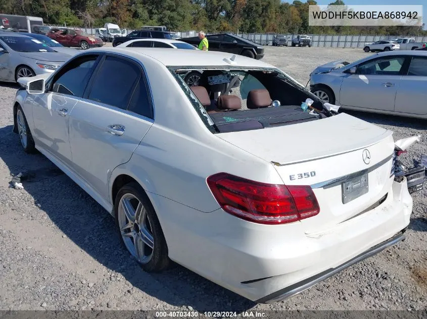 2014 Mercedes-Benz E 350 VIN: WDDHF5KB0EA868942 Lot: 40703430