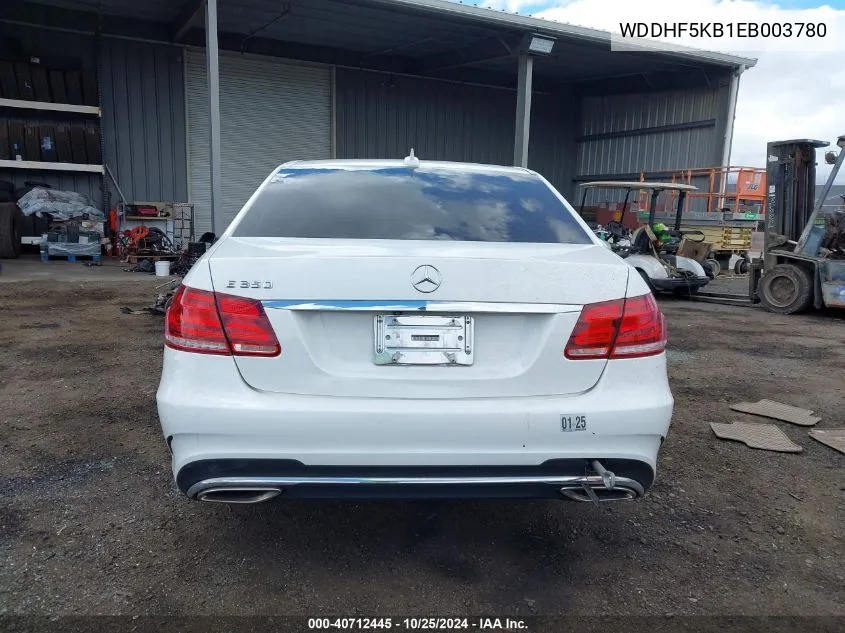 2014 Mercedes-Benz E 350 VIN: WDDHF5KB1EB003780 Lot: 40712445