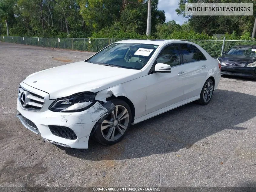 2014 Mercedes-Benz E 350 VIN: WDDHF5KB1EA980939 Lot: 40740068