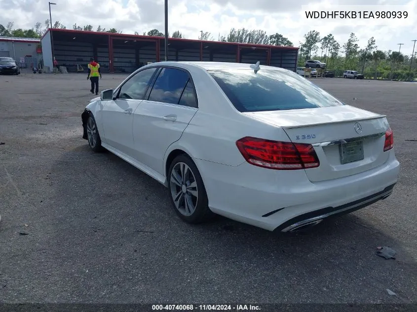 2014 Mercedes-Benz E 350 VIN: WDDHF5KB1EA980939 Lot: 40740068