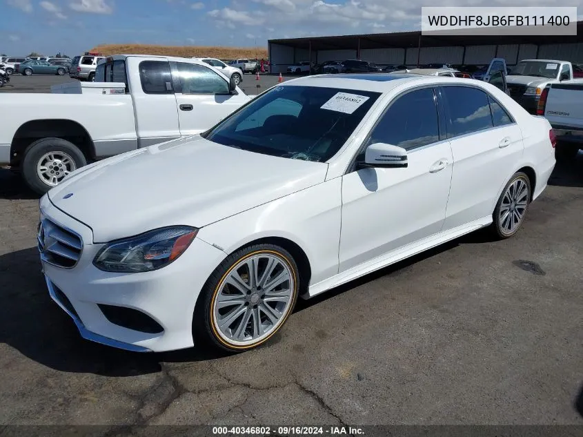 2015 Mercedes-Benz E 350 4Matic VIN: WDDHF8JB6FB111400 Lot: 40346802