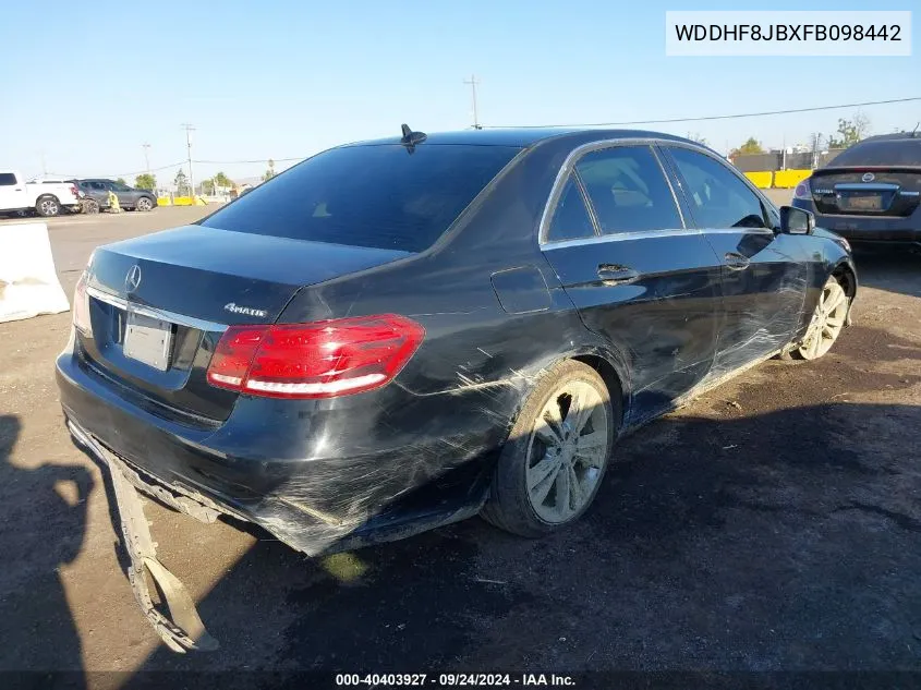 2015 Mercedes-Benz E 350 4Matic VIN: WDDHF8JBXFB098442 Lot: 40403927