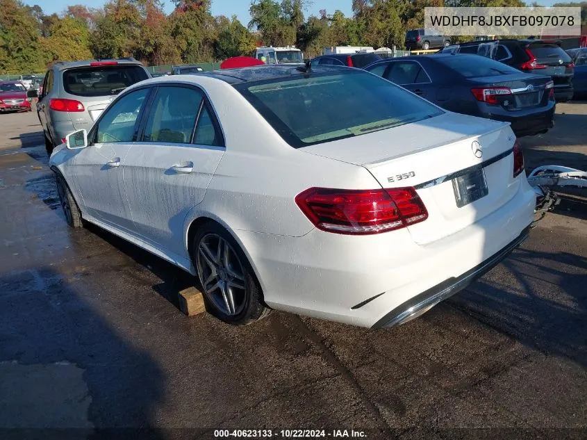 2015 Mercedes-Benz E 350 4Matic VIN: WDDHF8JBXFB097078 Lot: 40623133