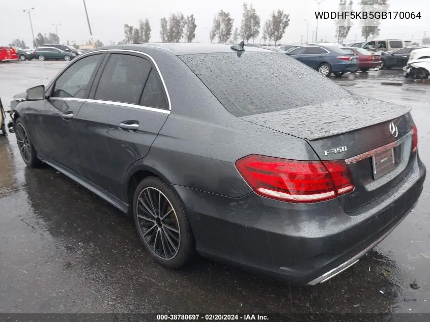 2016 Mercedes-Benz E 350 VIN: WDDHF5KB5GB170064 Lot: 38780697