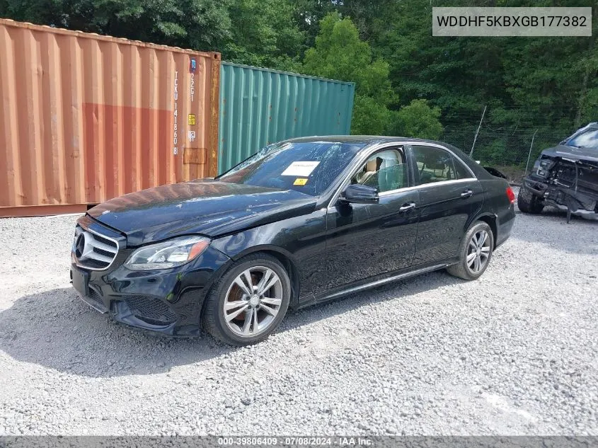 2016 Mercedes-Benz E 350 VIN: WDDHF5KBXGB177382 Lot: 39806409