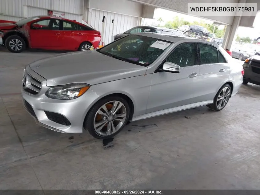 2016 Mercedes-Benz E 350 350 VIN: WDDHF5KB0GB175981 Lot: 40403832