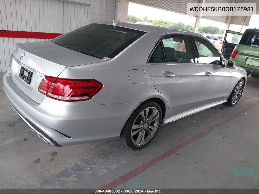 2016 Mercedes-Benz E 350 350 VIN: WDDHF5KB0GB175981 Lot: 40403832