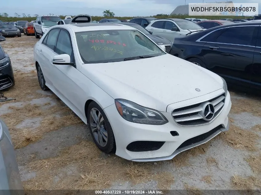 2016 Mercedes-Benz E 350 VIN: WDDHF5KB5GB190878 Lot: 40537228