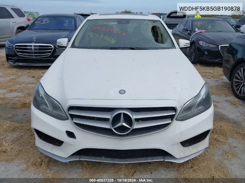 2016 Mercedes-Benz E 350 VIN: WDDHF5KB5GB190878 Lot: 40537228