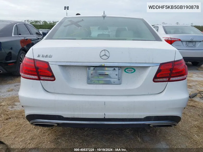 2016 Mercedes-Benz E 350 VIN: WDDHF5KB5GB190878 Lot: 40537228