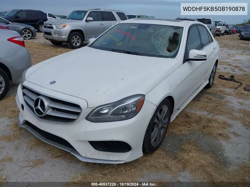 2016 Mercedes-Benz E 350 VIN: WDDHF5KB5GB190878 Lot: 40537228