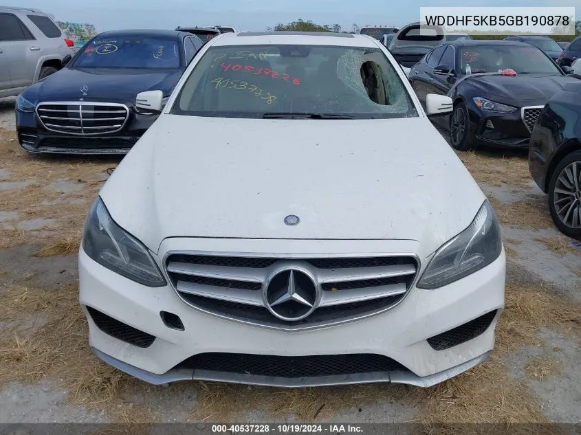 2016 Mercedes-Benz E 350 VIN: WDDHF5KB5GB190878 Lot: 40537228