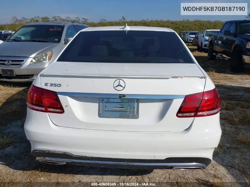 2016 Mercedes-Benz E 350 VIN: WDDHF5KB7GB187190 Lot: 40608349