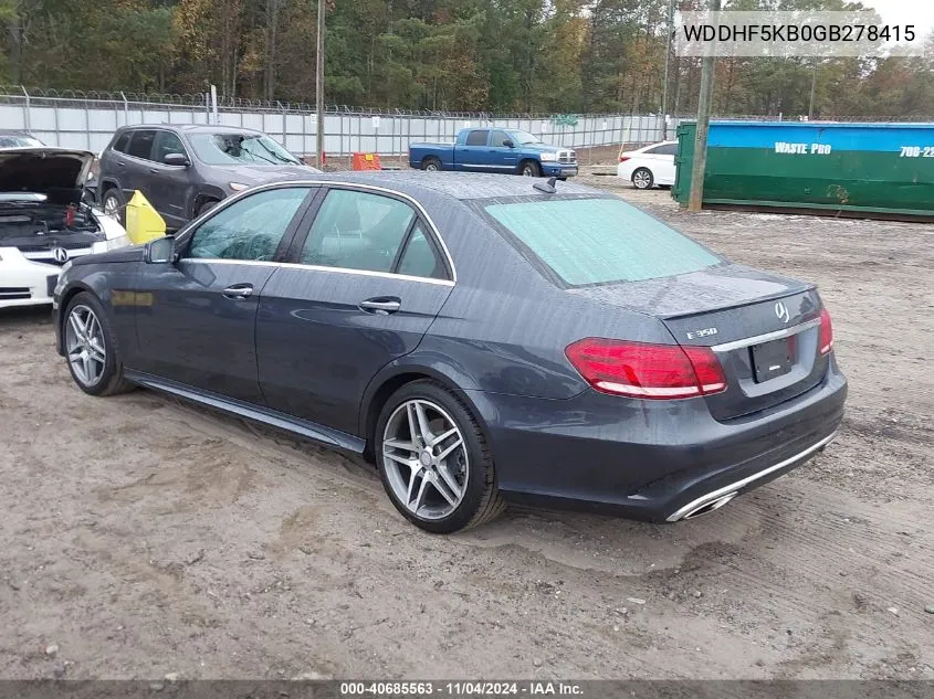 2016 Mercedes-Benz E 350 350 VIN: WDDHF5KB0GB278415 Lot: 40685563