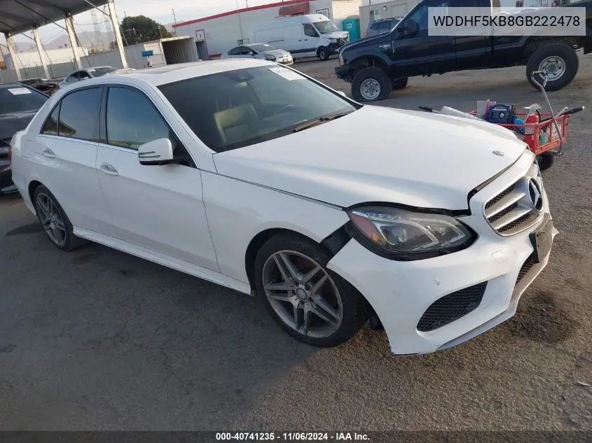 2016 Mercedes-Benz E 350 VIN: WDDHF5KB8GB222478 Lot: 40741235