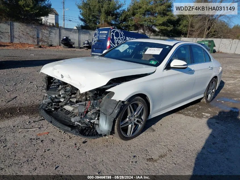 2017 Mercedes-Benz E 300 4Matic VIN: WDDZF4KB1HA031149 Lot: 39464195