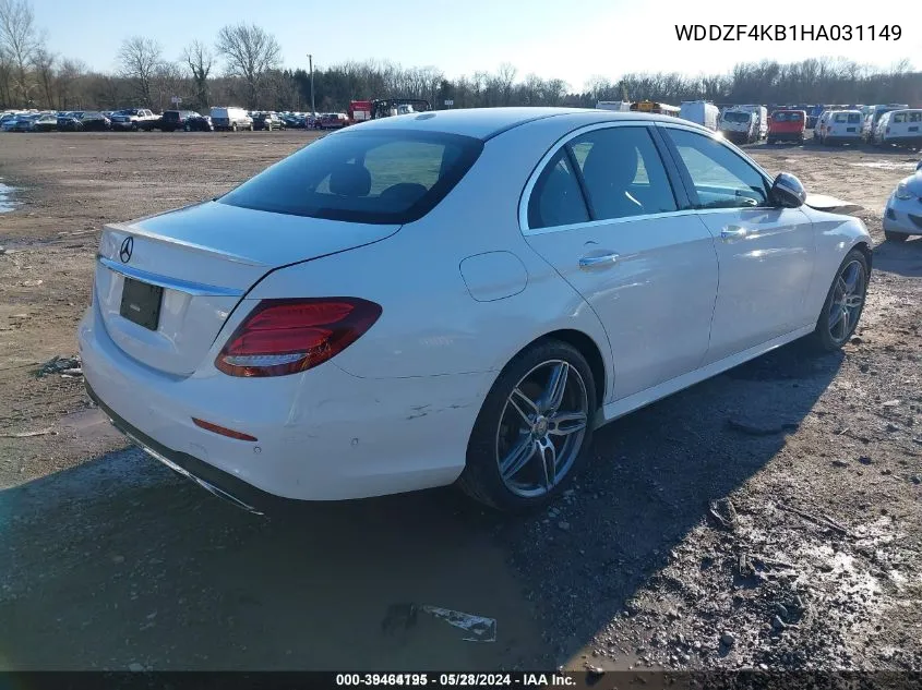 2017 Mercedes-Benz E 300 4Matic VIN: WDDZF4KB1HA031149 Lot: 39464195