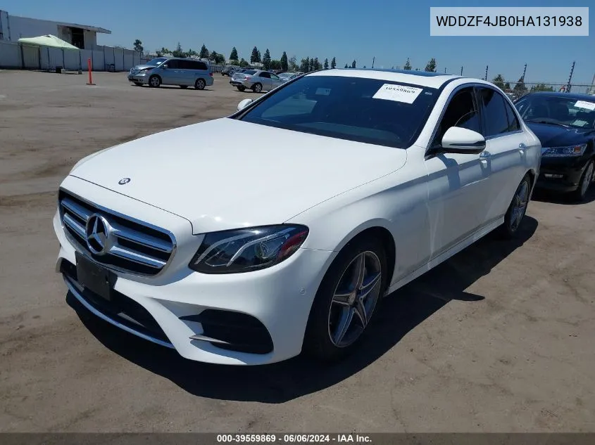 2017 Mercedes-Benz E 300 VIN: WDDZF4JB0HA131938 Lot: 39559869