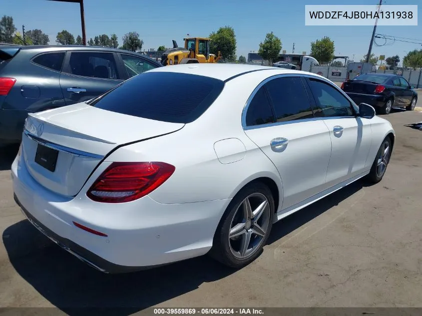 2017 Mercedes-Benz E 300 VIN: WDDZF4JB0HA131938 Lot: 39559869