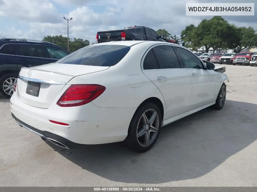 2017 Mercedes-Benz E 300 VIN: WDDZF4JB3HA054952 Lot: 40138998