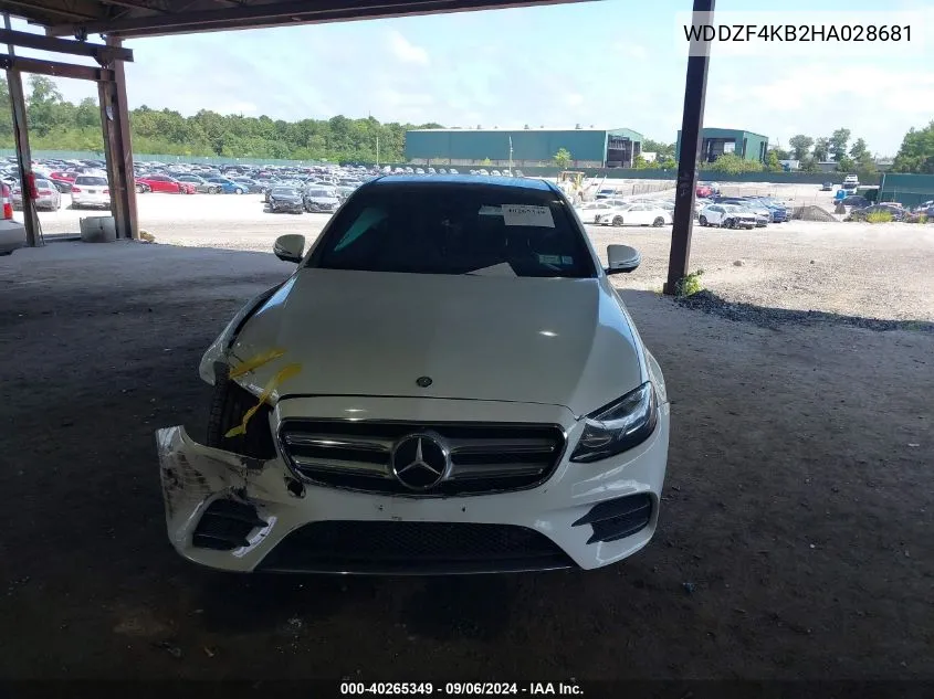 2017 Mercedes-Benz E 300 4Matic VIN: WDDZF4KB2HA028681 Lot: 40265349