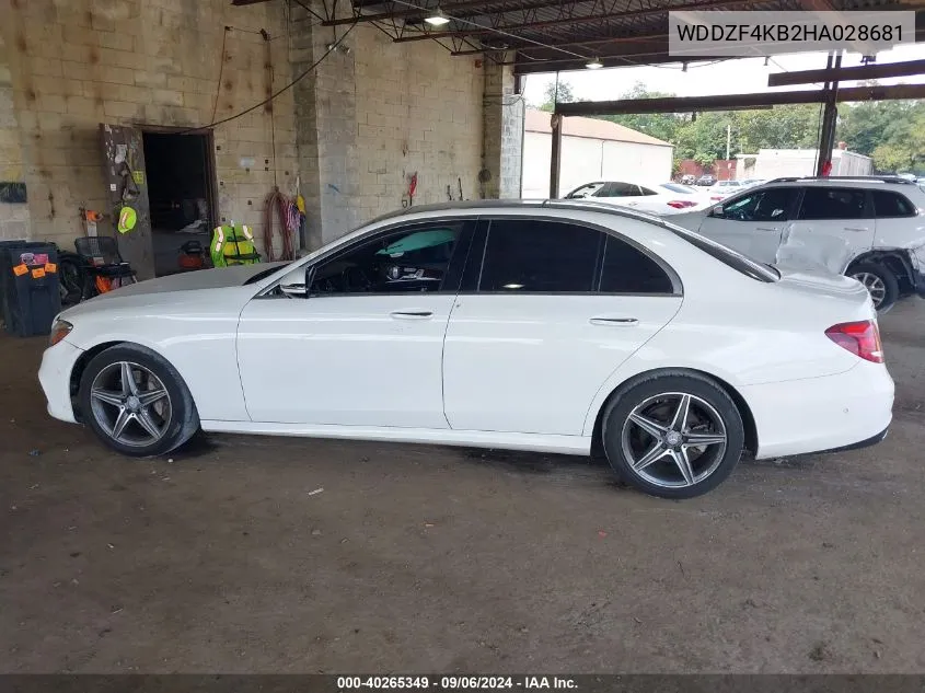 2017 Mercedes-Benz E 300 4Matic VIN: WDDZF4KB2HA028681 Lot: 40265349