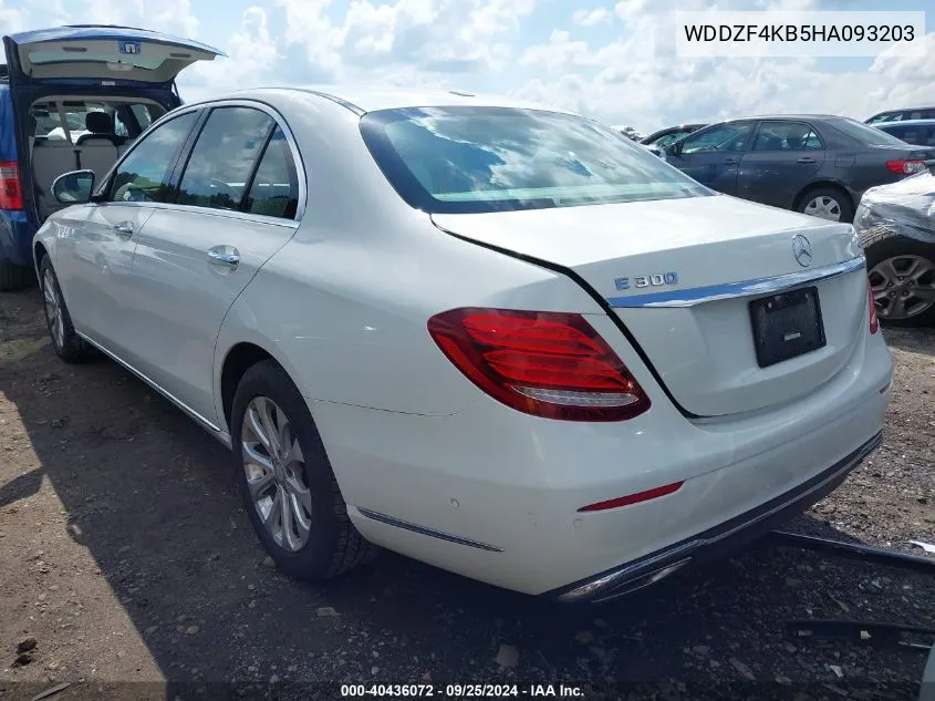 2017 Mercedes-Benz E 300 4Matic VIN: WDDZF4KB5HA093203 Lot: 40436072